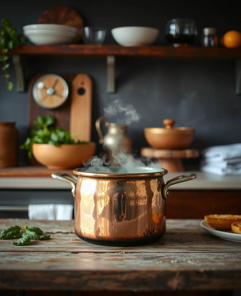 Bakarni lonac u toploj kuhinji